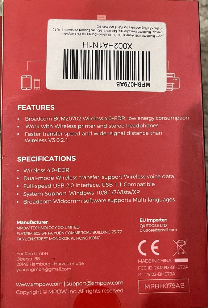 Mpow Wireless USB Dongle 4.0 ENR