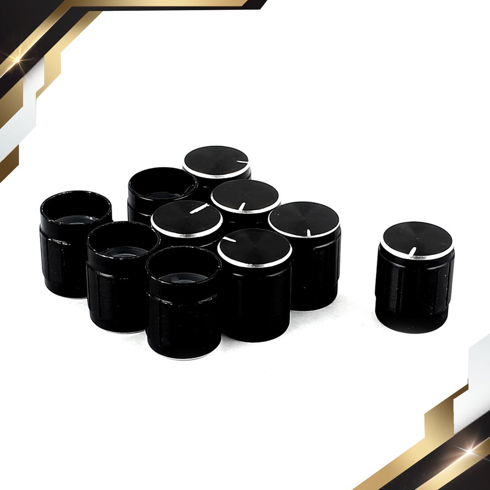 10 x Metal 6mm Knurled Shafts Potentiometer Control Knobs Black