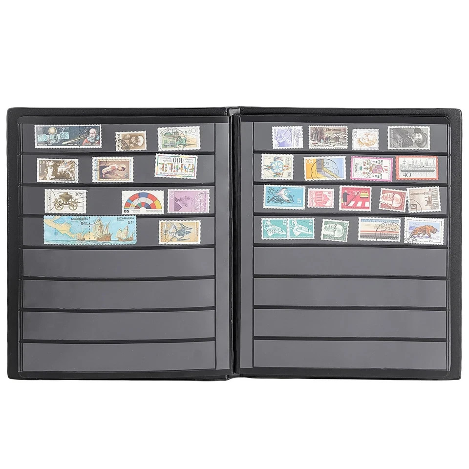Stamp Albums 160 Pockets - Stockbooks with 30X197Mm Sleeves, 10 Double Sided