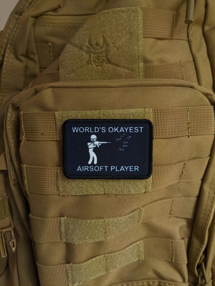 World's okayest airsoft player meme patch 2"x3" hook & loop backing
