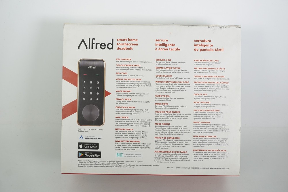 Alfred Db2-B Smart Touchscreen Door Lock Keyless Pin Code Entry