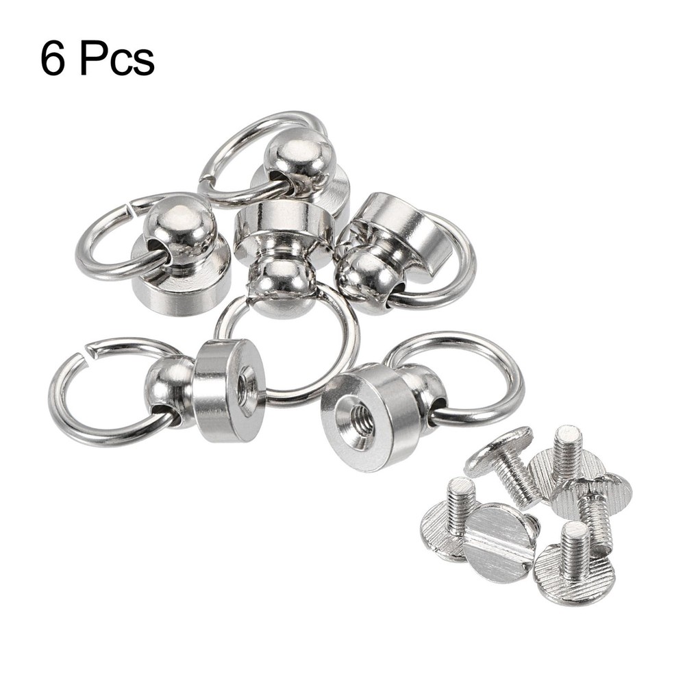9x9.3mm Pull Ring Rivets Studs Round Head for DIY Brass Silver Tone 6pcs