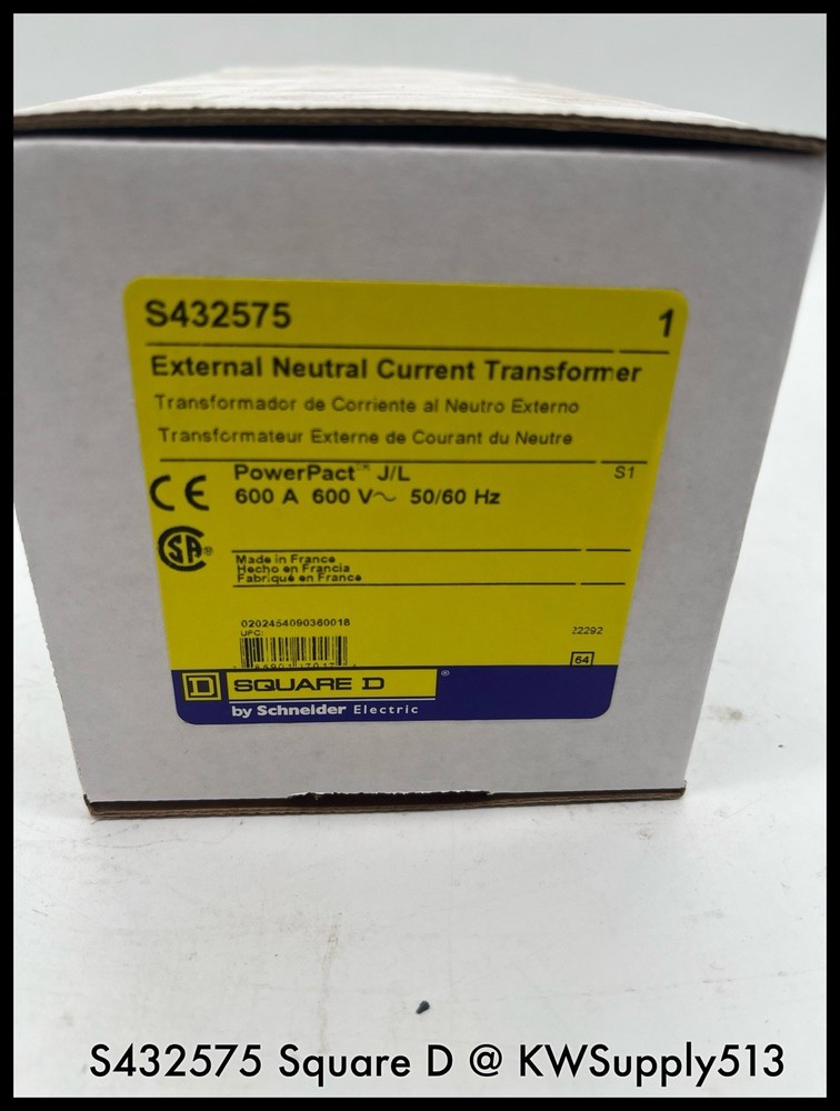 S432575~SquareD S432575 External Neutral Current Transformer-Unused Surplus