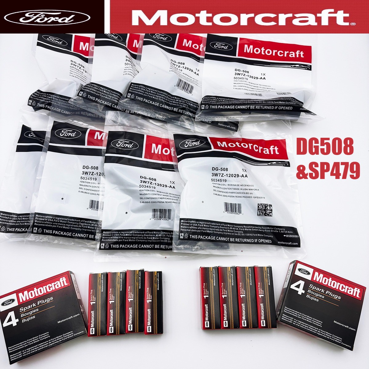 8Set OEM Motorcraft Ignition Coil DG508 &Spark Plug SP479 For Ford F150 4.6 5.4L