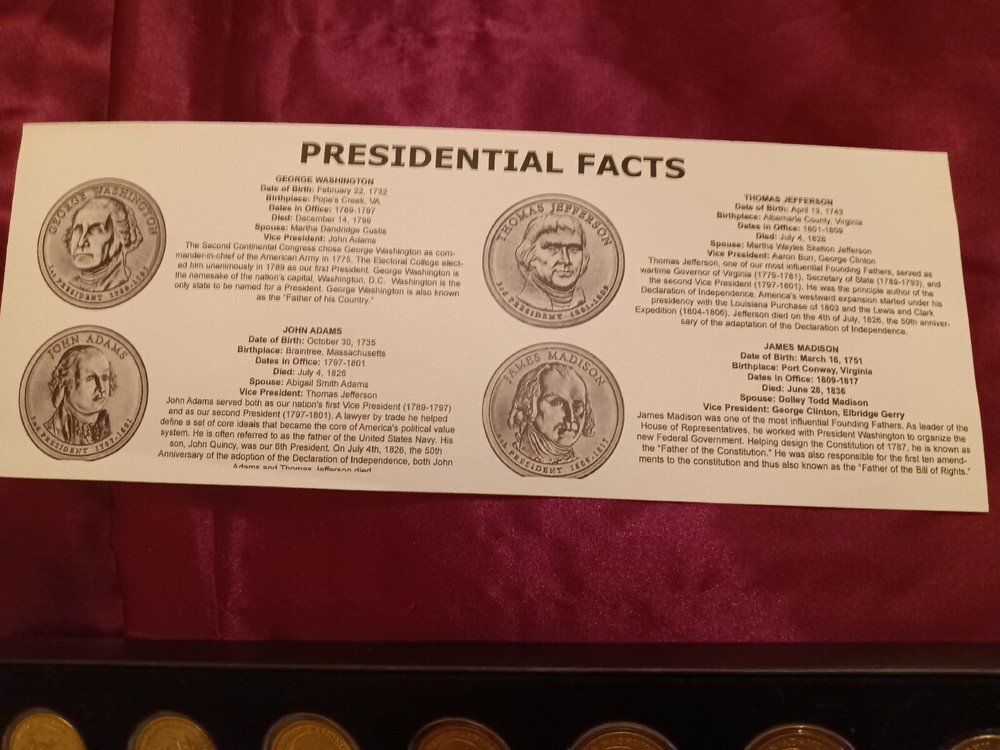 2007 2008 2009 2010 Everything Presidential Dollar Coins