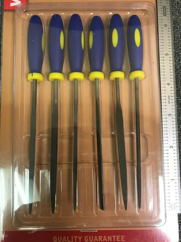 6pc 6" Coarse Cut Needle File Set Plastic Handle - Workshop - new