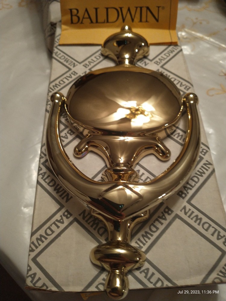 BALDWIN BRASS Co N.O.S. DOOR KNOCKER 0116 Solid Polished Brass & Engravable