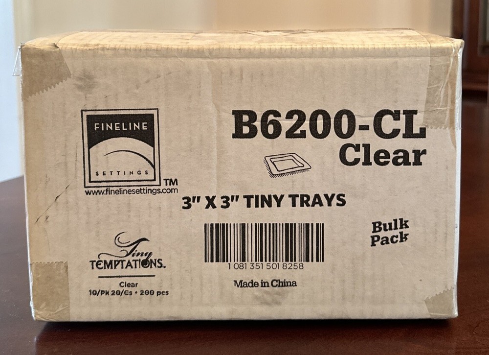 Fineline Tiny Temptations 3”x3” Tiny Trays Clear Disposable Plastic 200/Case