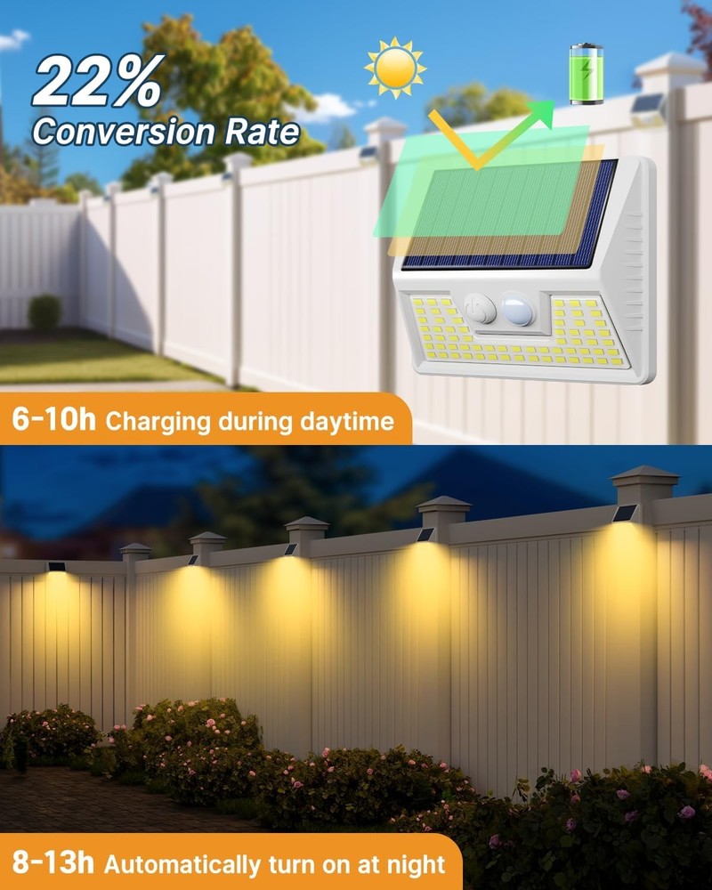 vighep 2Pack White Solar Lights Outdoor Motion S-2 Pack, White- Warm Light