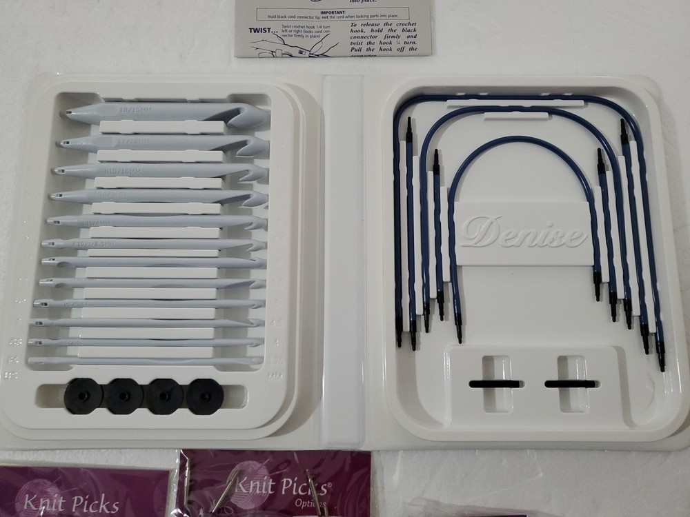 Denise Interchangeable Crochet Hook Set & Knit Picks Needle Cables, etc Knitting