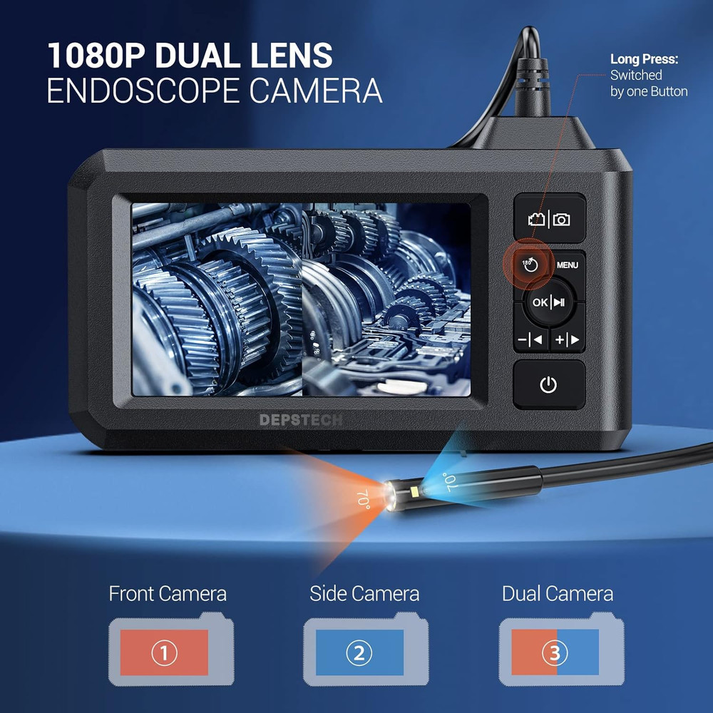 Waterproof Industrial Borescope Inspection Camera with LED Light