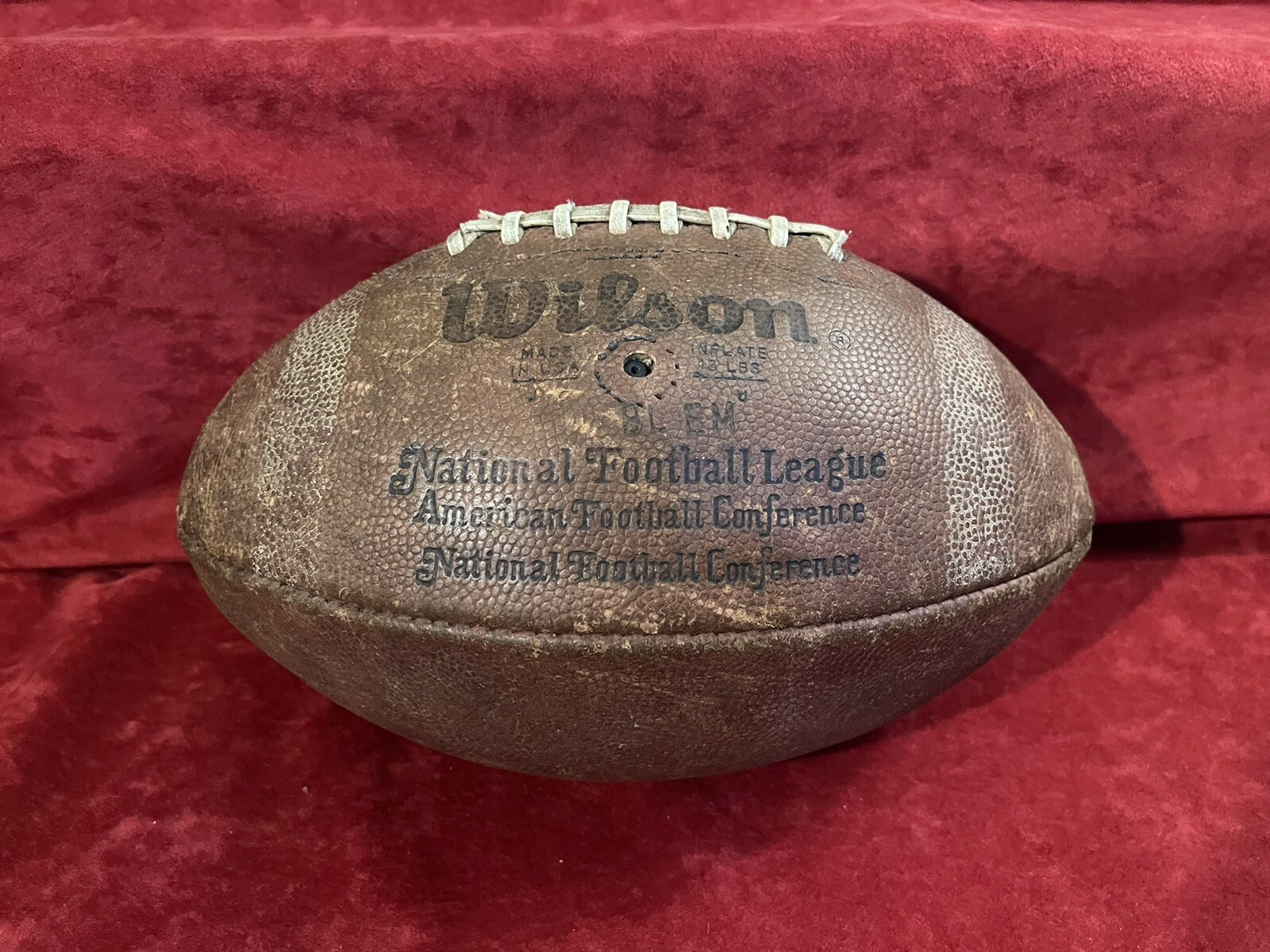 RARE 1970s Pete Rozelle NFL Football Wilson Leather - Marked “Blem” Must See