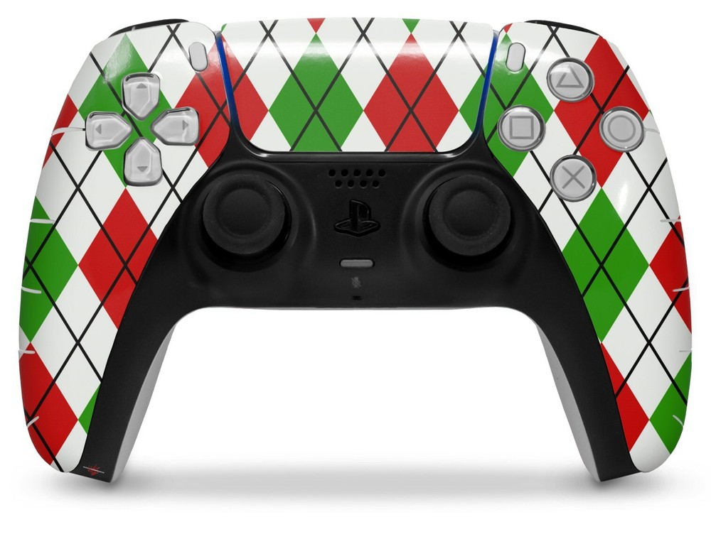 Skin Sony PS5 Controller Argyle Red and Green