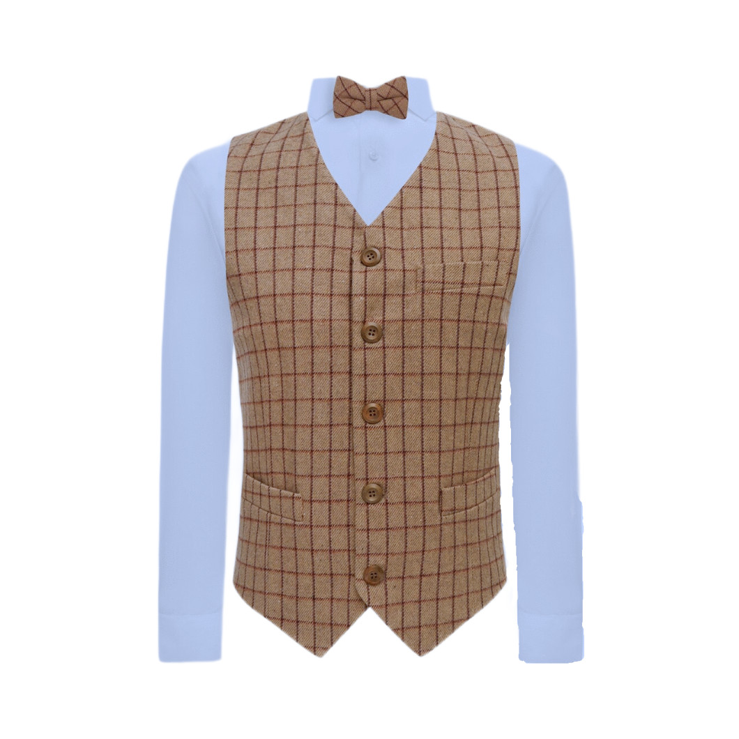 Oak Brown Tattersall Check Waistcoat