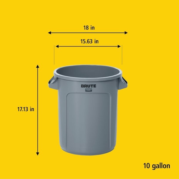 Rubbermaid Commercial Fg261000yel Brute(R) 10 Gal Round Trash Can, Yellow,
