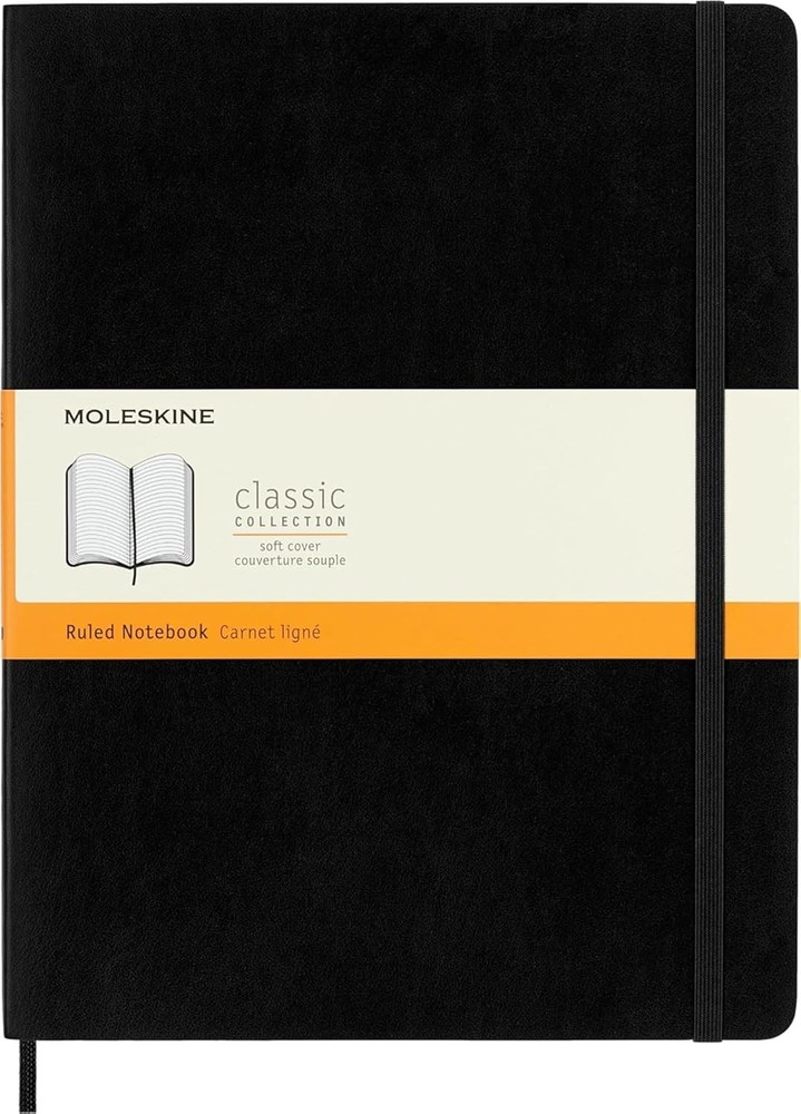 Classic Notebook, Extra Lar, Ruled, Bla, Soft Cover