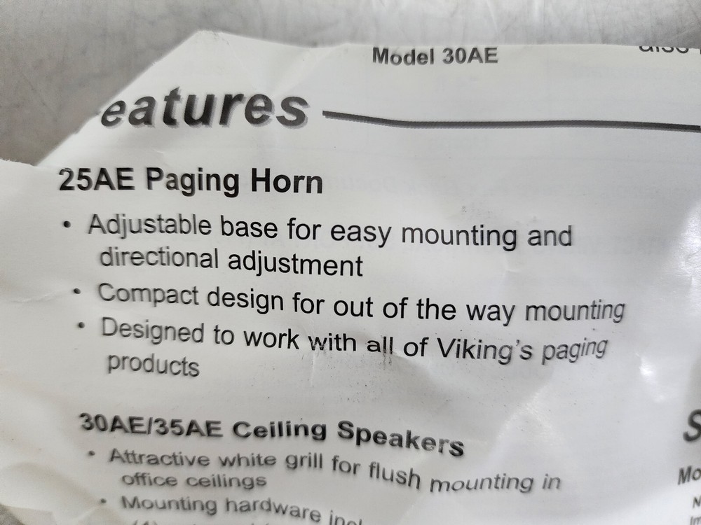 VIKING ELECTRONICS Directional Paging Horn Model 25AE - NEW