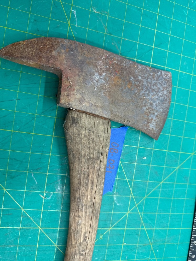 Vintage Fireman's Axe with Curved Hickory Handle