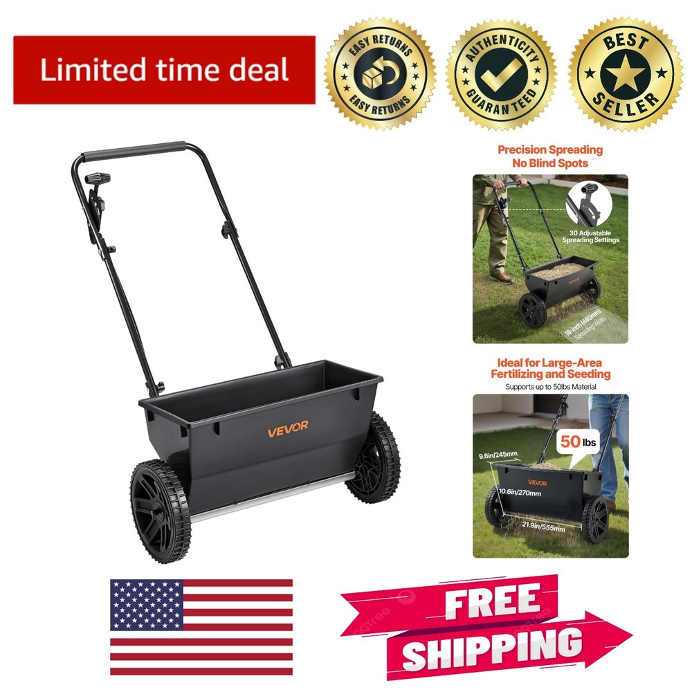 Efficient 50LB Push Spreader with Adjustable Settings - Ideal for Every Garden