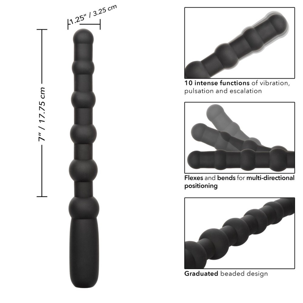 Rechargeable X-10 Beads Vibrating Anal Probe Vibrator Butt Plug Vibrator