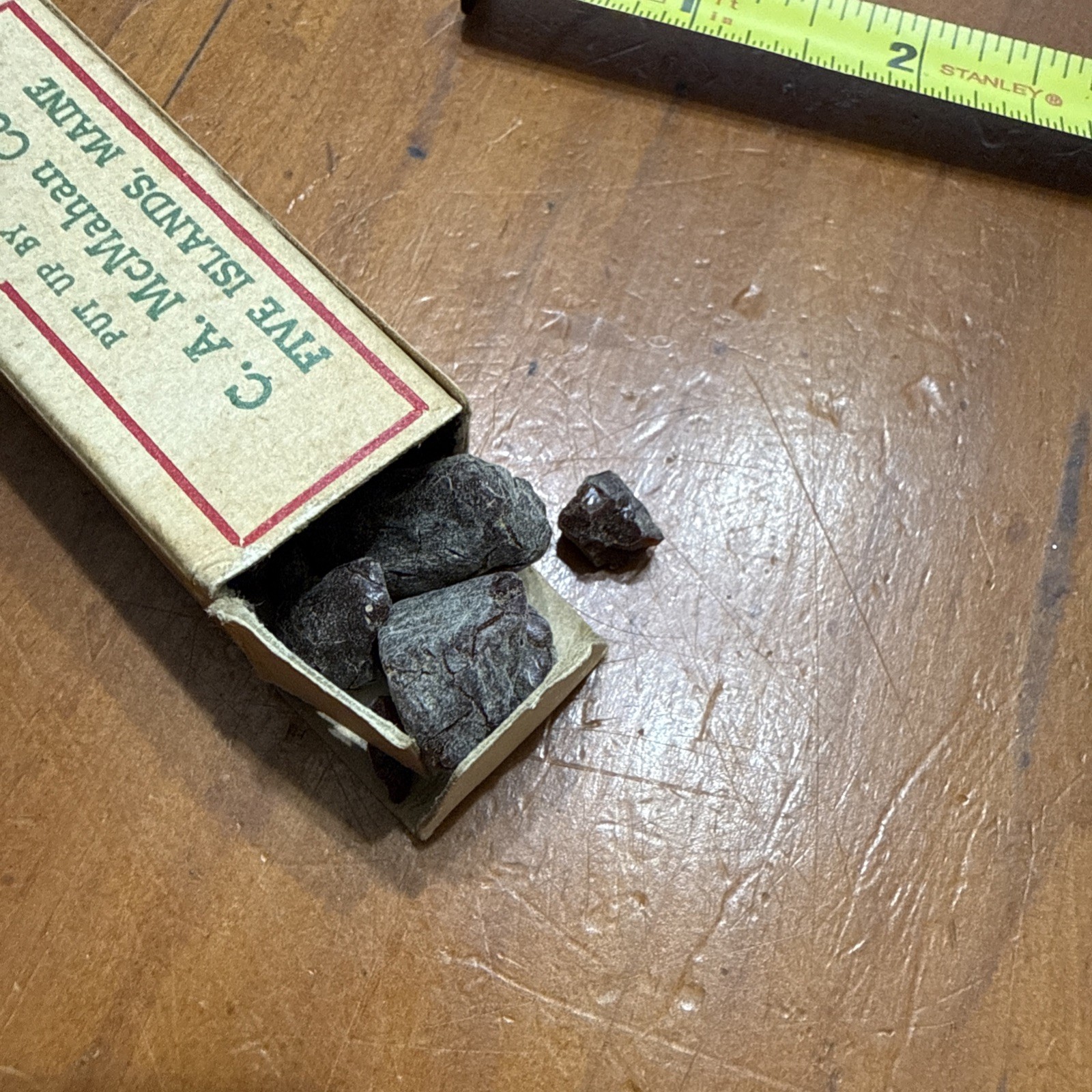 Antique Vintage Kennebec Spruce Gum Box GF Carr & Co. Five Islands Maine Indian