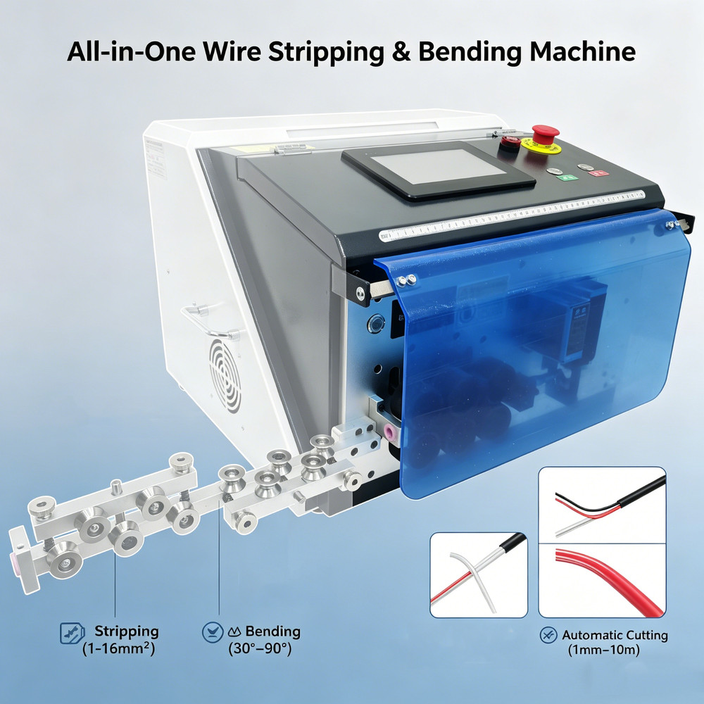 Automatic Computer Wire Stripping and Bending Machine 1-16mm² Multi-Angle Bender