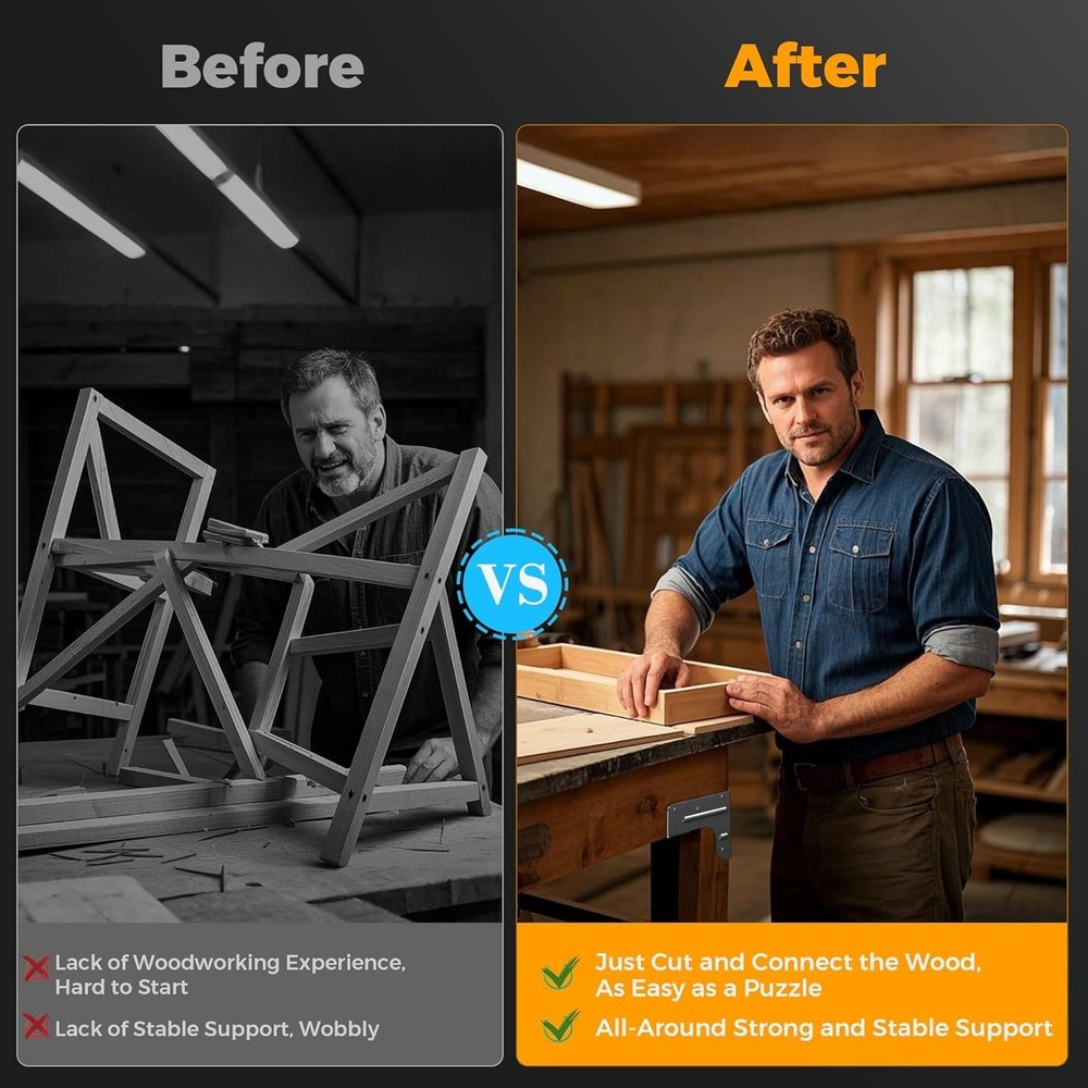 Workbench and Shelving Hardware Kit - Galvanized Steel Workbench Corner Brack...