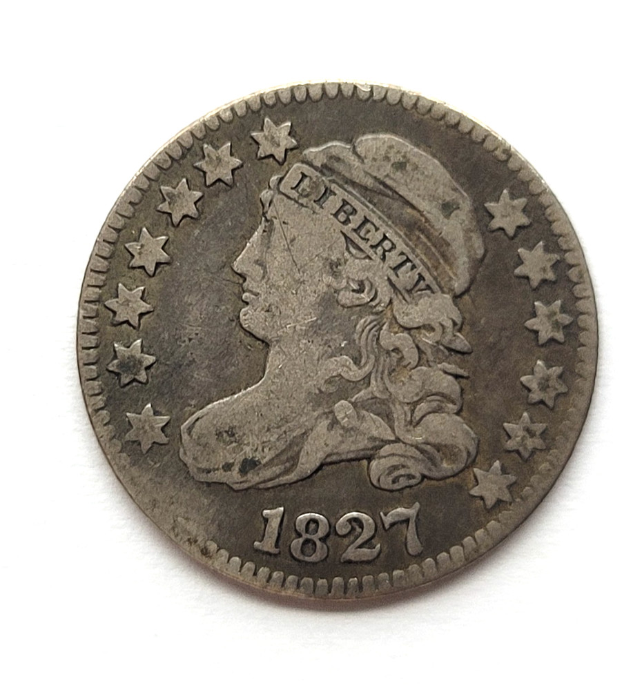 1827 Capped Bust Dime Pointed Top 1 In 10 C. On Reverse