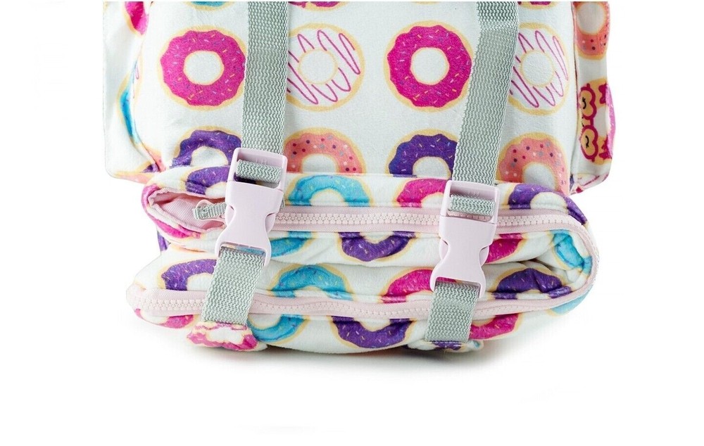 Mimish Sleep-N-Pack, Packable Kid's Sleeping Bag & Backpack, Donuts Print