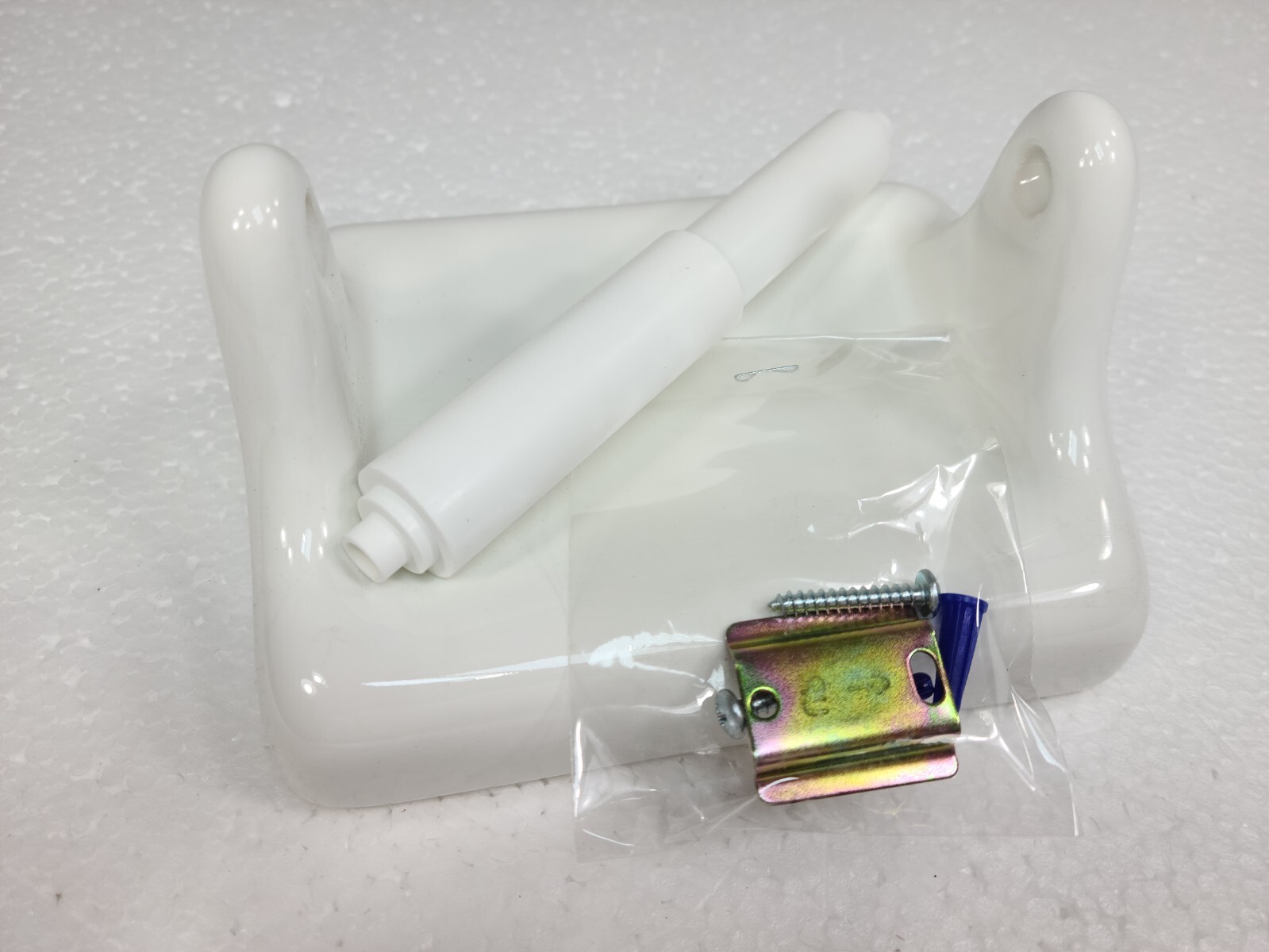 Vintage White Ceramic TP Toilet Paper Holder Screw in Drywall Mid Century Modern