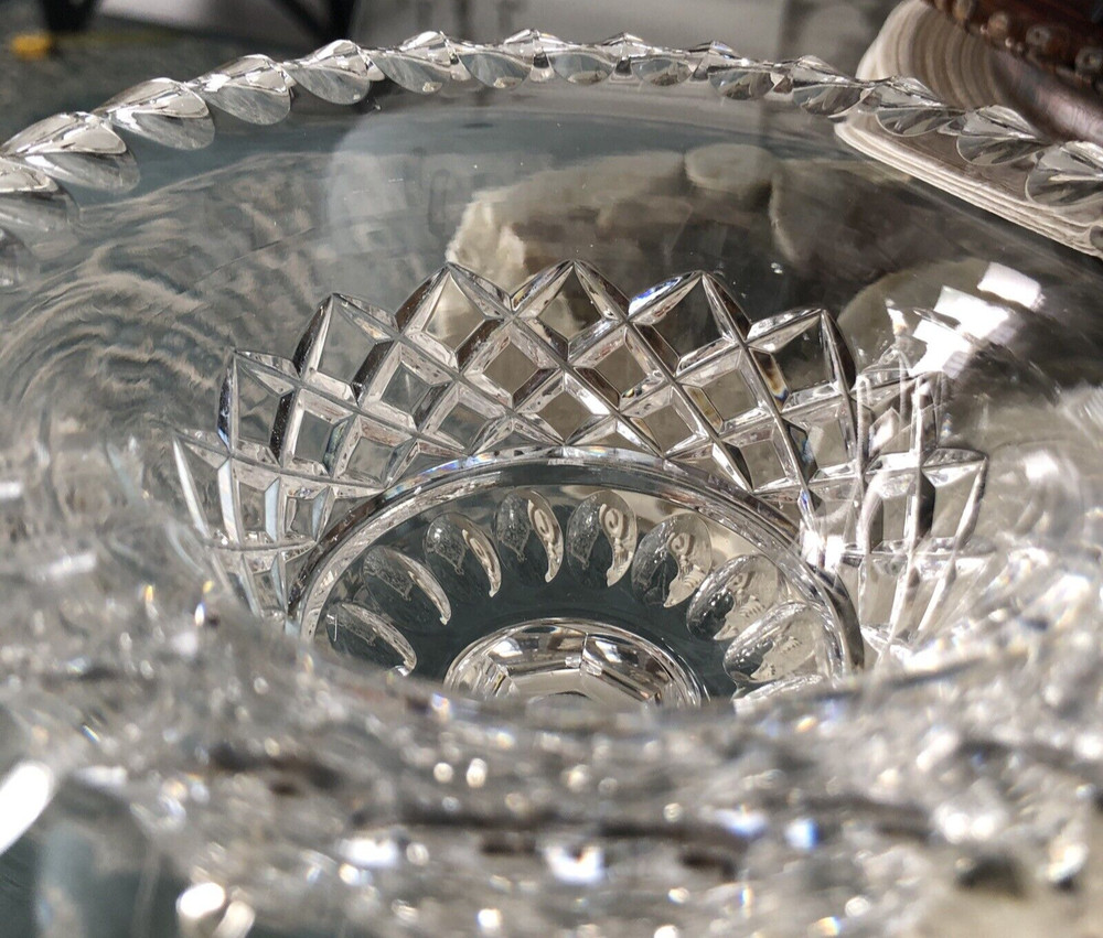 Antique Diamond Cut Crystal Silver Compote Dutch 833 Silver