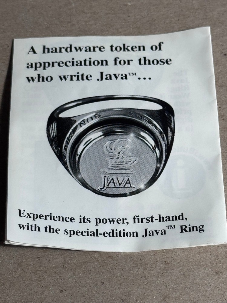 Genuine Sun Microsystems Java Ring - NEW! Vintage JavaOne Promo Collection