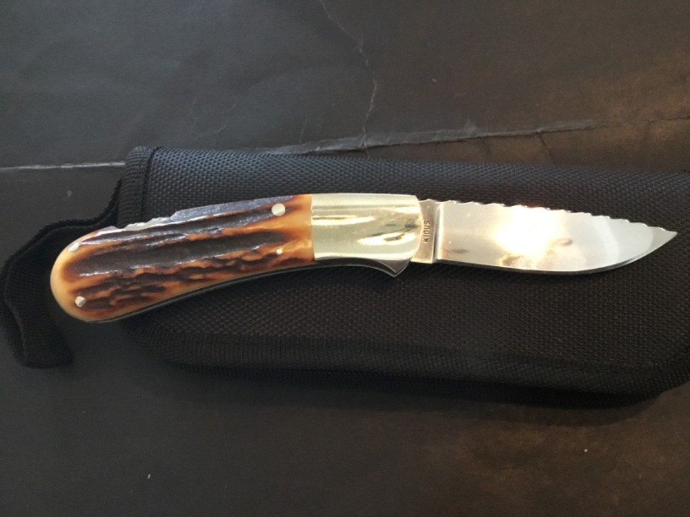 Custom Joe Kious Premium Stag Lockback like Slipjoint Folder Folding Knife