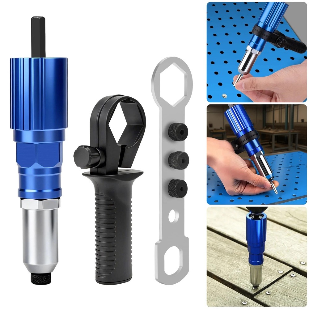 Electric Rivet Nut Gun Adapter Cordless Riveting Tool Insert Nut Drill Tool Kit