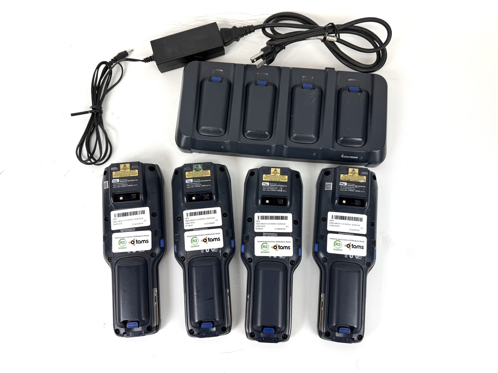 Lot of 4 Honeywell CK65 Computer Barcode Scanner CK65-L0N-BMC110F w/Battery Dock