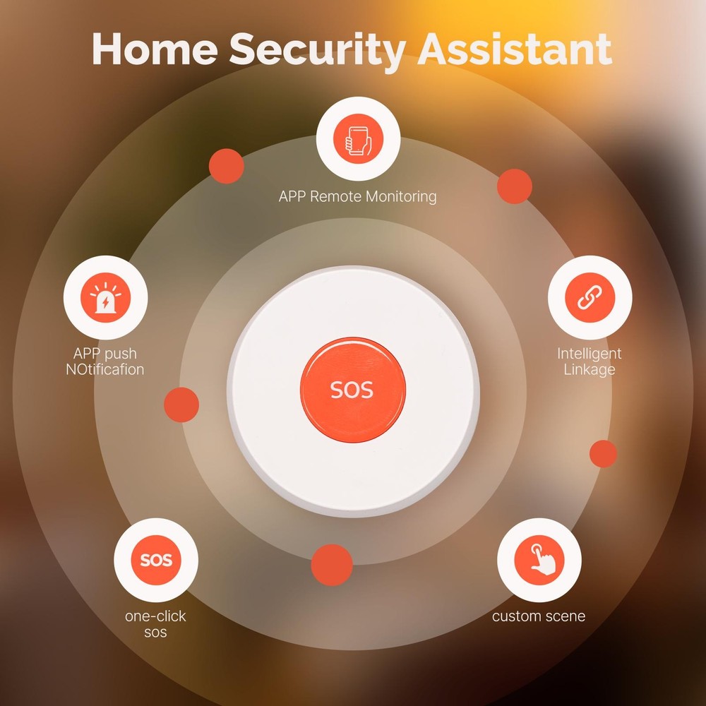 Tuya Zigbee Wireless APP Remote Control Call SOS Emergency Button Alert System B