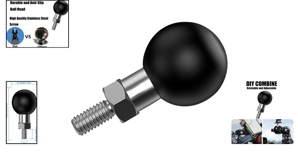 1'' Ball Adapter with M6 Threaded Post - RAM Mounts Compatible, Waterproof