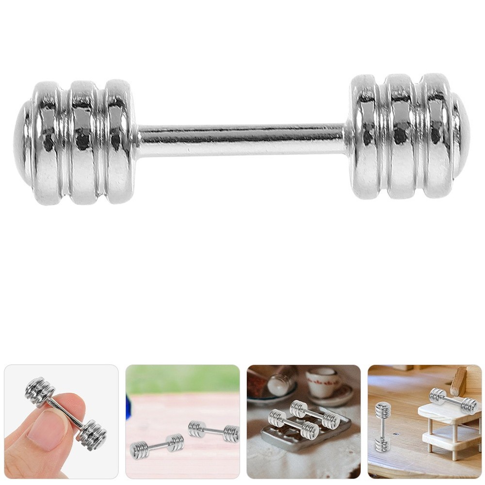 4pcs Mini Doll Stuff 1: 12 Miniature Dumbbells Mini House Scene Layout Mini