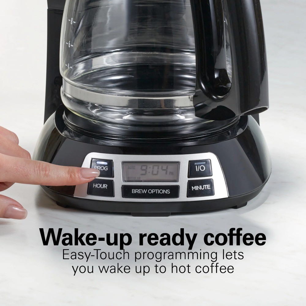 Brew 12-Cup Programmable Drip Coffee Maker Machine with Glass Coffee Pot, Black