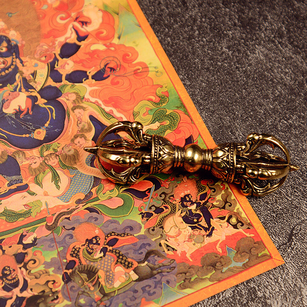 Tibetan Buddhism Dorje Vajra Phurba: Brass Amulet Handmade Nepal Collectibles