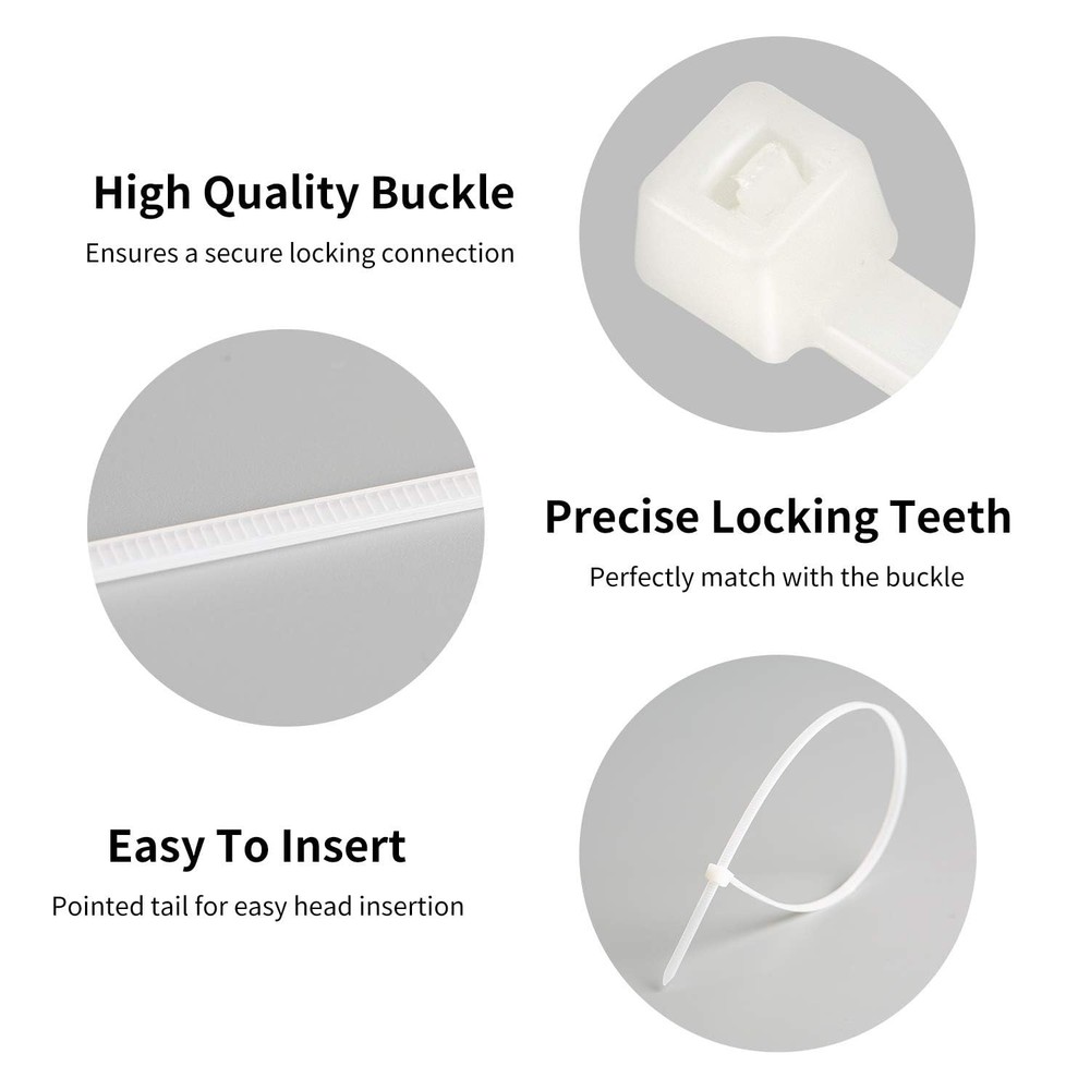 Cable Zip Ties,600 Piece Self-Locking Nylon Cable Ties,Assorted Sizes 4+6+8+1...