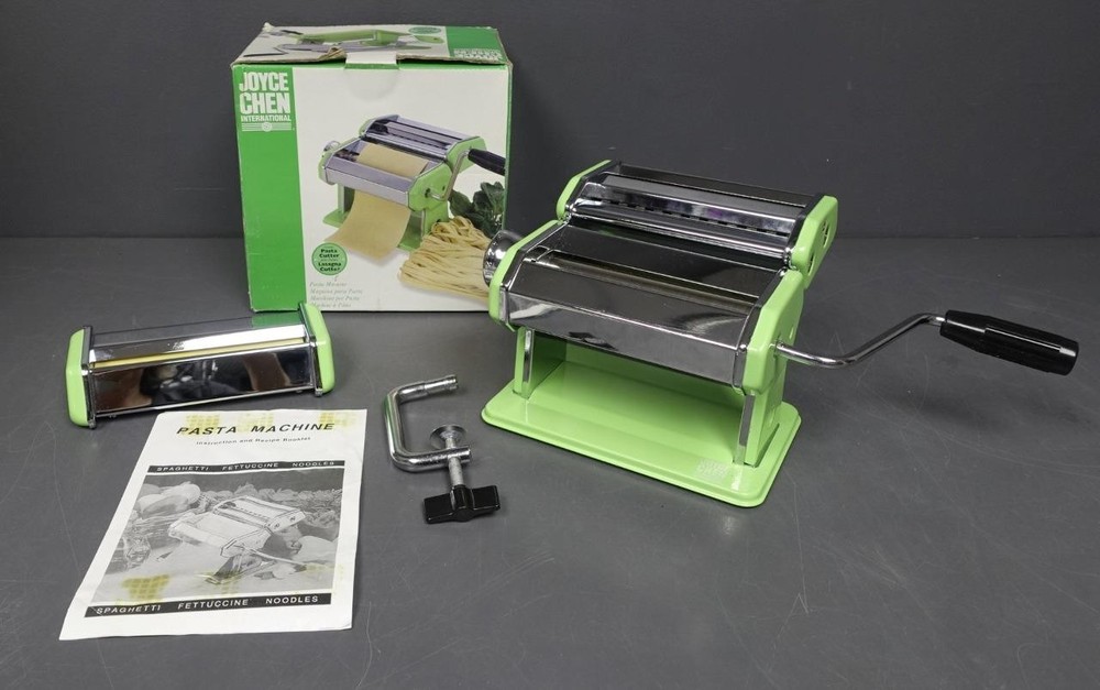 Joyce Chen Enameled Green Stainless Pasta Maker Machine +Instruction Booklet
