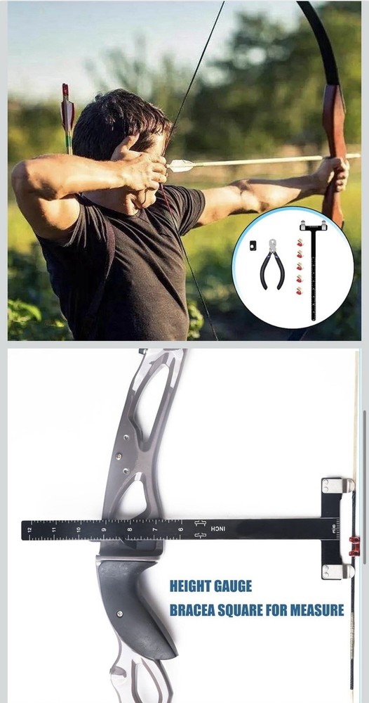 Archery Bow Adjustment Set String Nocking Pliers T Shape Turning Square Ruler