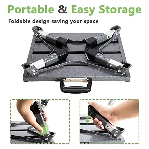 Rv Steps, 4-Level Adjustable Height Folding Camper Steps, Grey Hammer-Tone