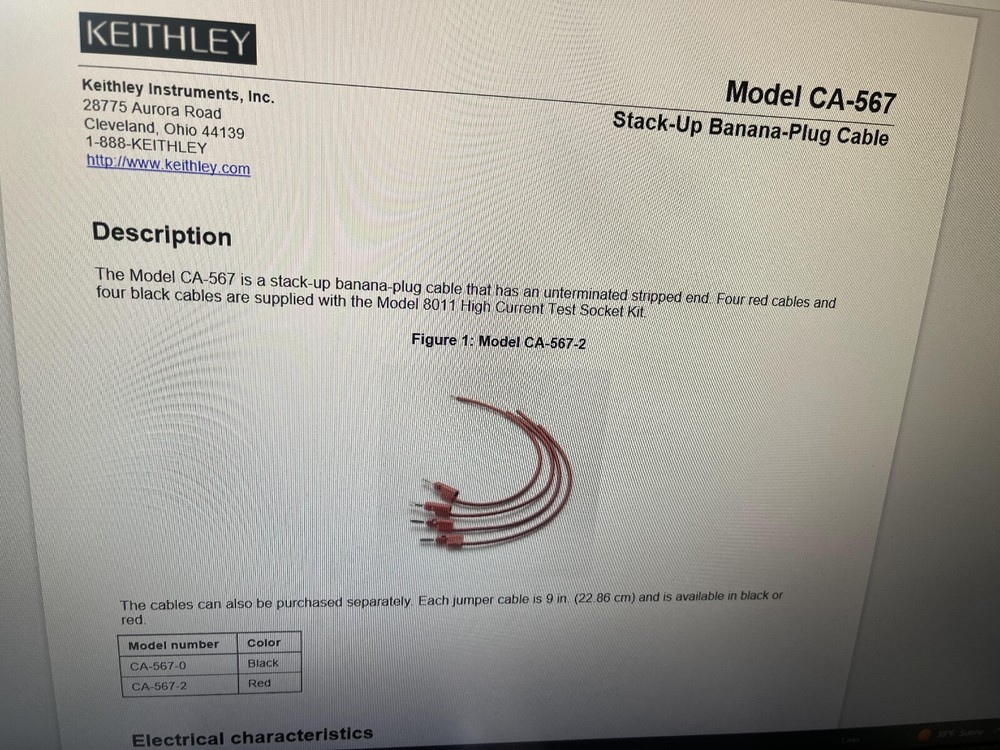 7ab  Keithley CA-567-2   banana-plug cable t