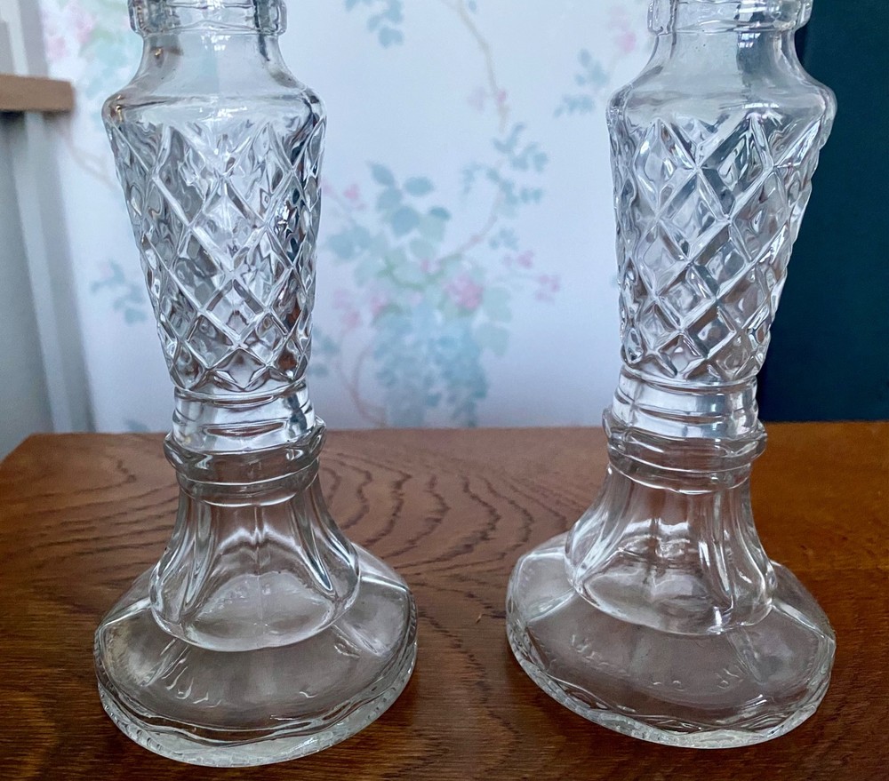 Pair 1960 Avon Bubble Bath Glass Bottles