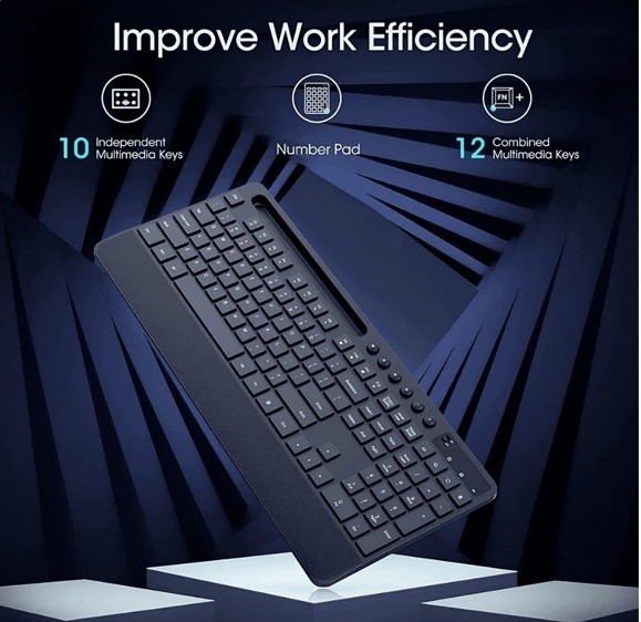 Wireless Keyboard And Mouse Combo 104 Full Size Keyboard Silent Mouse 6 Button