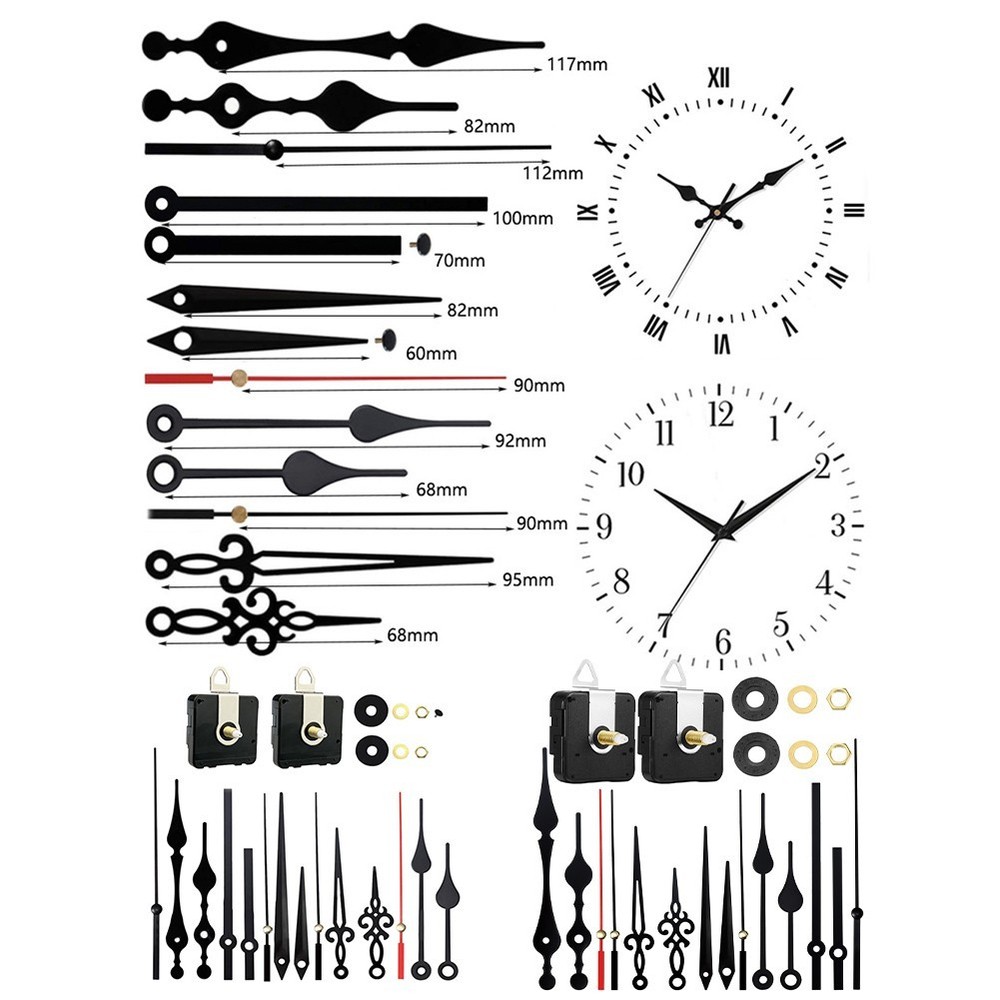 Innovative DIY Clock Kit Two Silent Movements with Five Decorative Hands