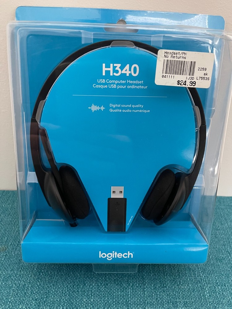 Logitech H340 USB Computer PC Headset Noise Canceling Microphone NEW IN BOX
