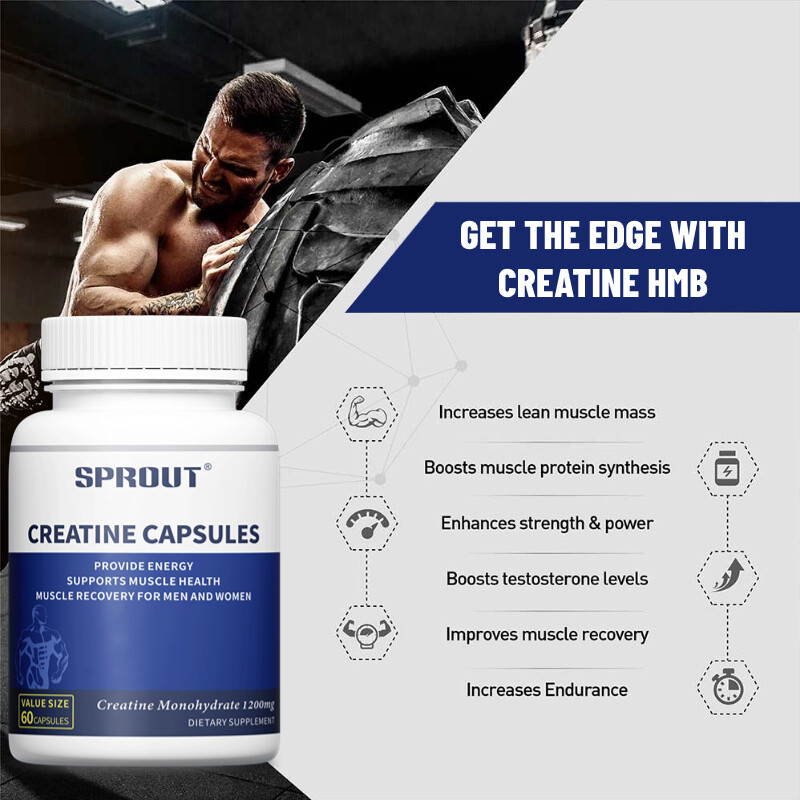 Creatine Monohydrate 60 Capsules - 1200 mg Per Serving
